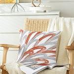 CaliTime Throw Pillow Cases Pack of 2 Cozy Fleece Two-Tone Abstract Feather Decorative Cushion Covers for Couch Bed Sofa Farmhouse Decoration 18 X 18 Inches Navy Gray