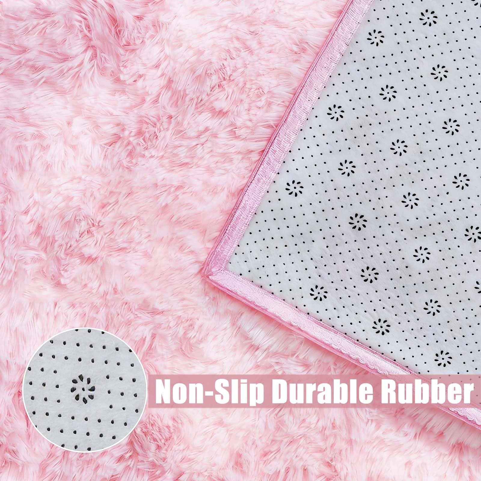 Tappeto Salotto 155 x 180 cm Morbido, Antiscivolo, Soffice, Moderno, Caldo e Traspirante Moquette Peloso Camera da Letto Caldo e Traspirante per Salotto da Letto, Divano, Rosa