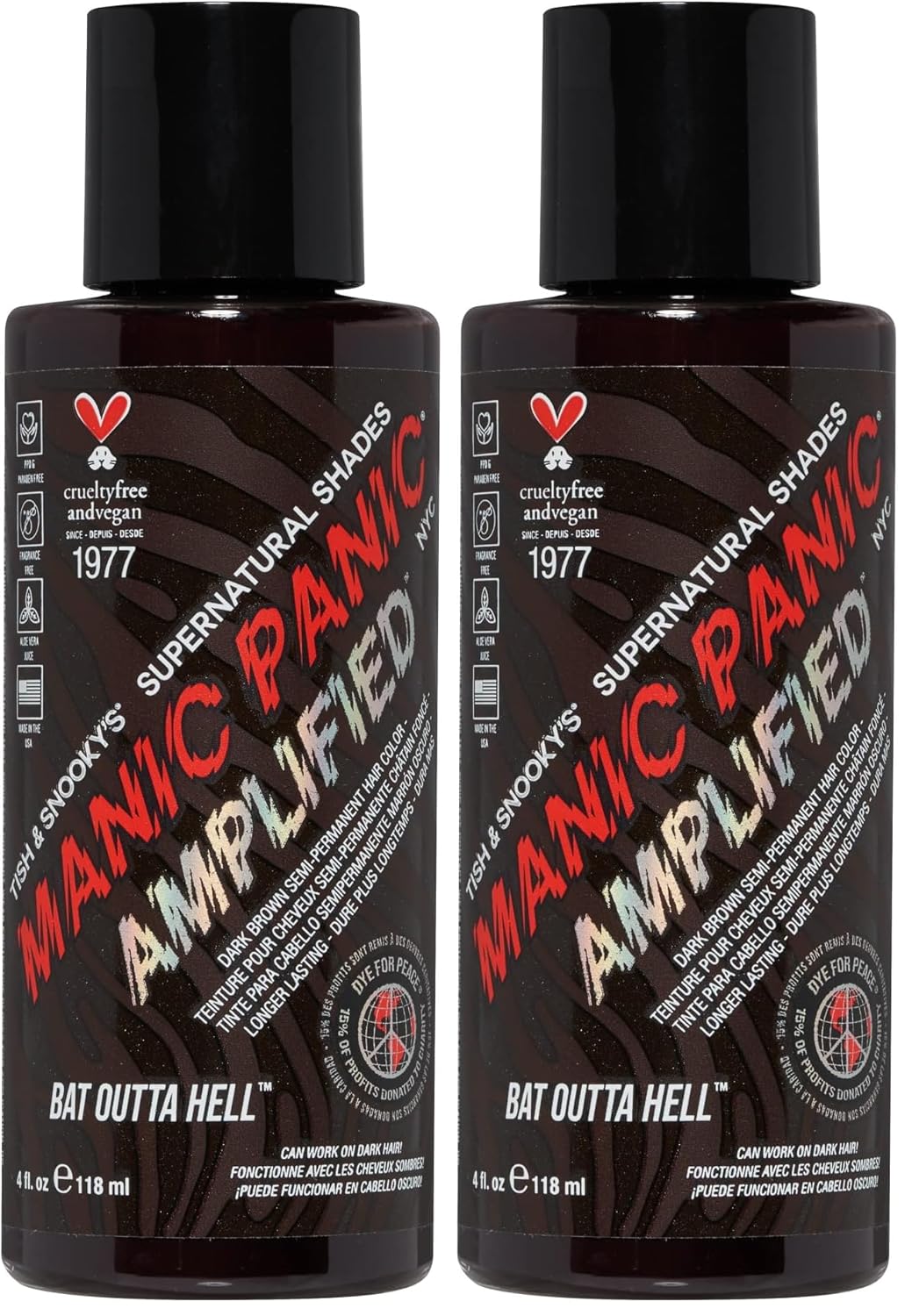 MANIC PANIC SuperNatural Hair Dye Bat Outta Hell Dark Brown (Pack of 2)