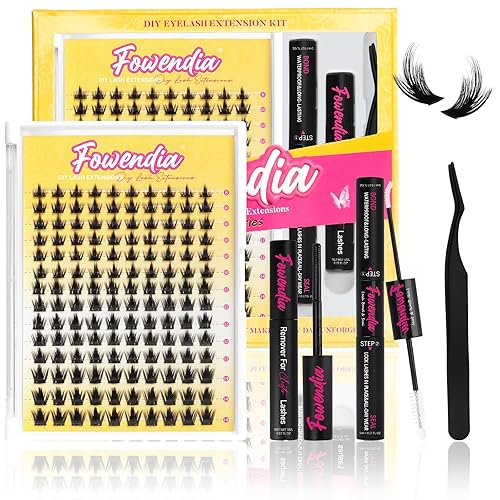 Fowendia Manga Lash Clusters Kit 8-14mm Eyelash Clusters DIY Lash Extension Kit Waterproof Anime Lashes Ultra-Thin Invisible Band 0.3mm Cluster Eyelash Extensions, California Sunset Short-Kit - California Sunset Short-Kit