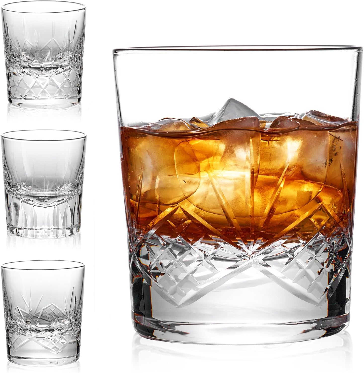 Amazon.com | Crystal Cut Whiskey Glasses, Set of 2 Old Fashioned Rocks ...