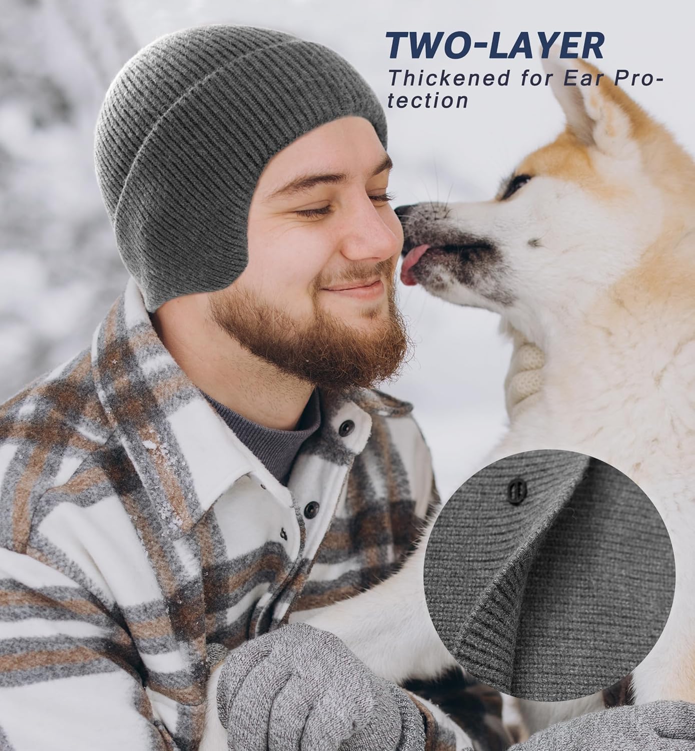 HiRui Knit Beanie Hats Winter Hats Ear Covers for Men Women-Warm Daily Headwear - Image 5