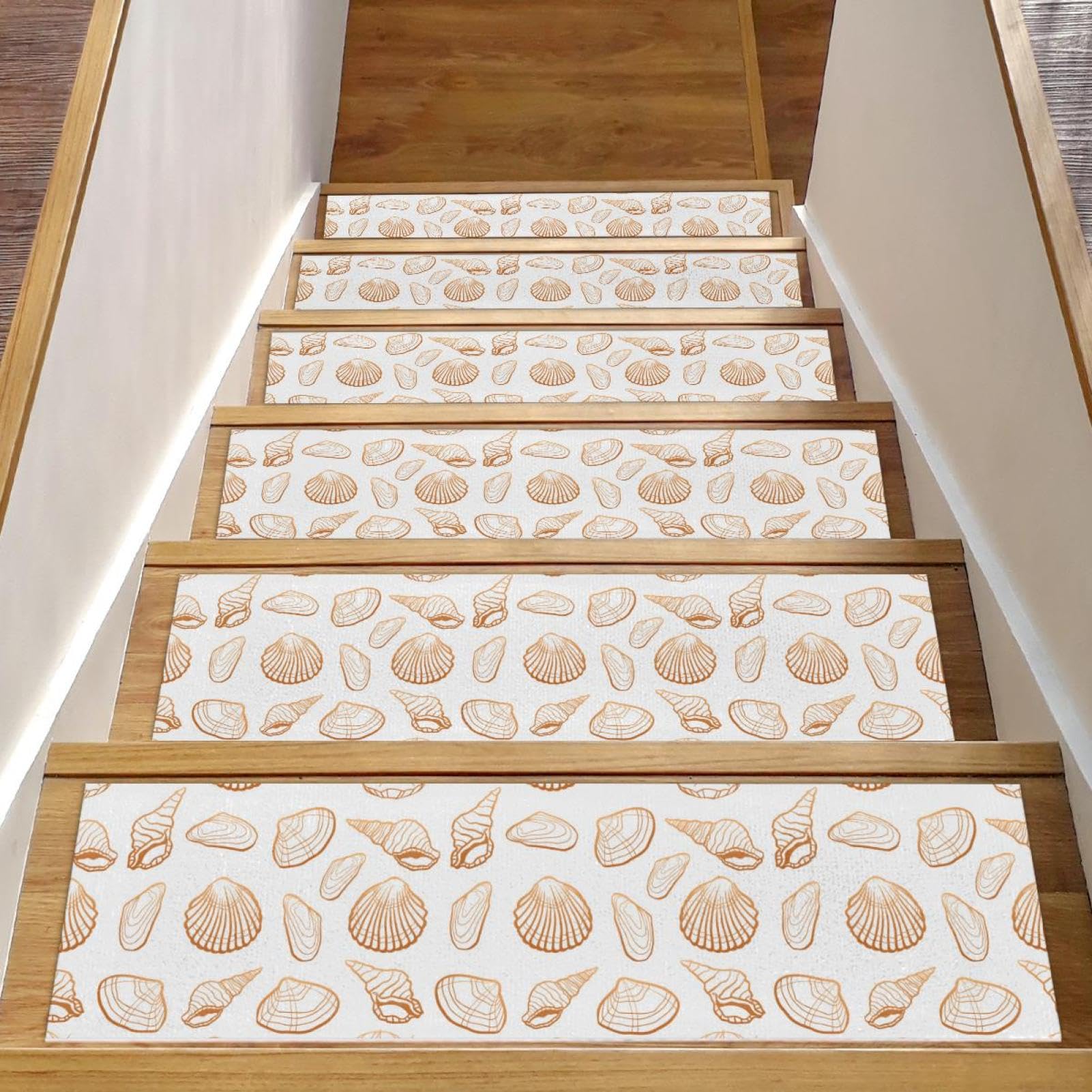Tapis d'escalier antidérapants dessinés à la main, lot de 15 pour marches en bois
