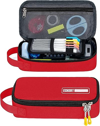 Miniatura 4 de ECHSRT Bolsa de almuerzo con aislamiento grande de 10 litros, estuche grande para lápices, bolsa duradera para bolígrafos con asa, paquete de 2