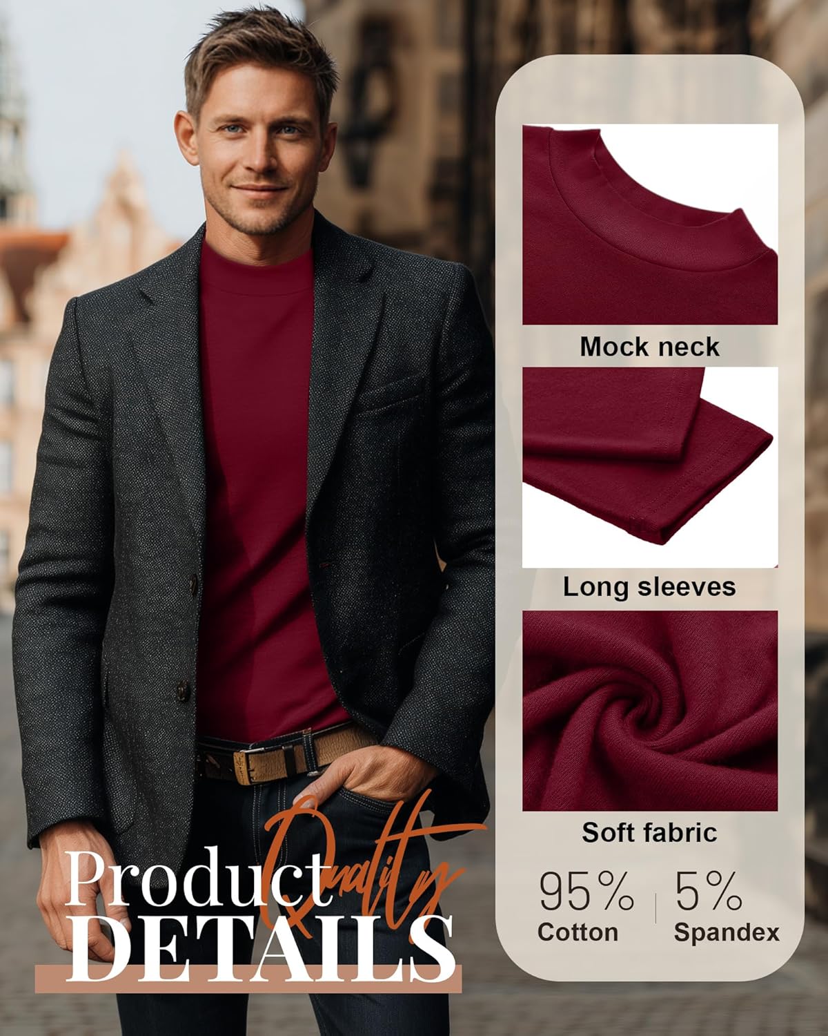 Neer 4 Pack Men's Mock Neck Shirts, Long Sleeve Turtleneck Pullover Tops Slim Fit Casual T Shirts Lightweight Basic Sweaters - Image 4