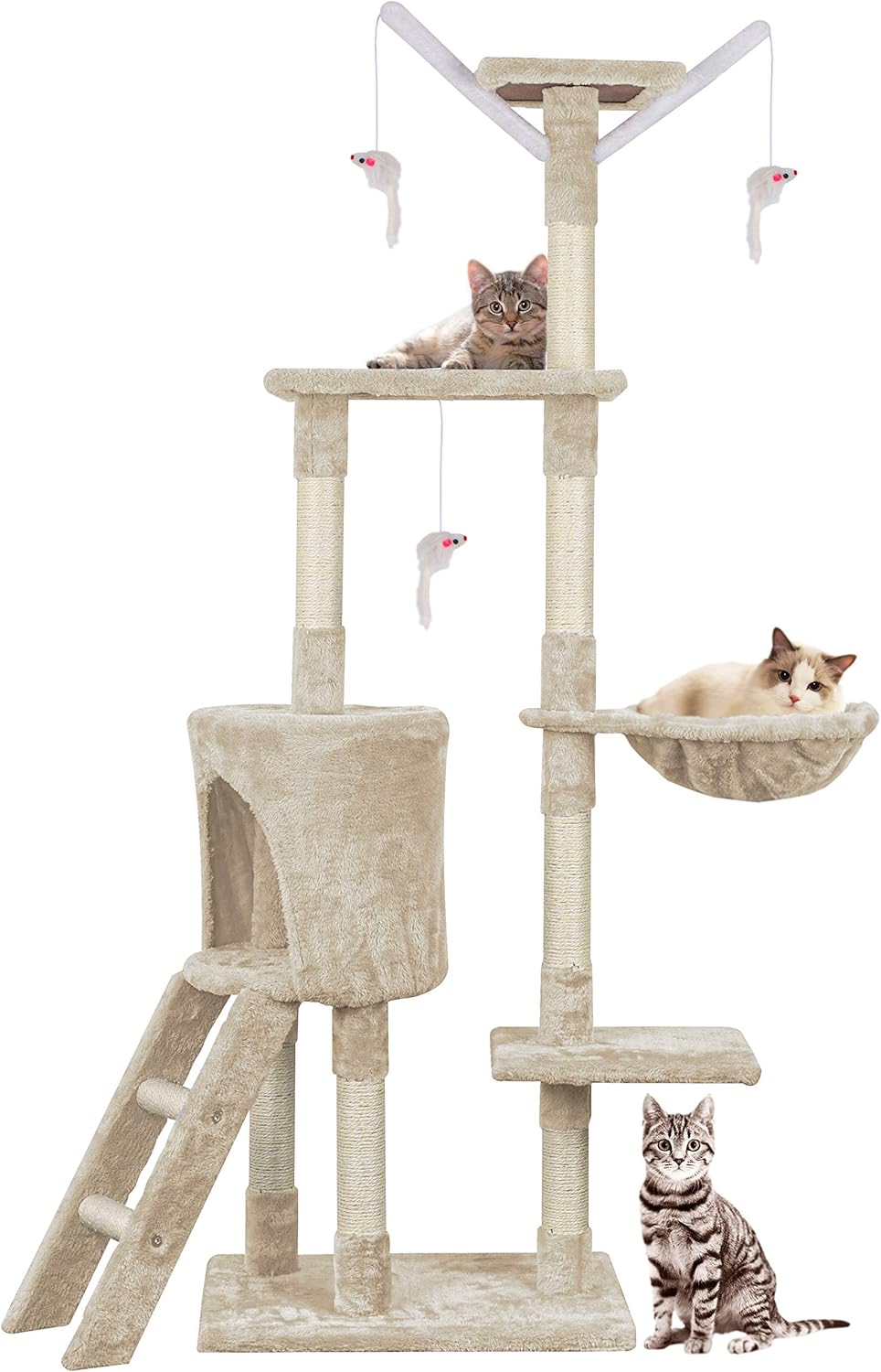 Cat Tree, Cat Scratch Posts 145cm MultiLevel Stable Climbing Tower