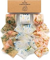 Vista 1 de Vitalizart Cinta de Gasa Naranja Tipo Seda de 1 1/2 Pulgada Cinta Impresa Deshilachada para Envolver Regalos Invitaciones de Boda Ramos de Flores