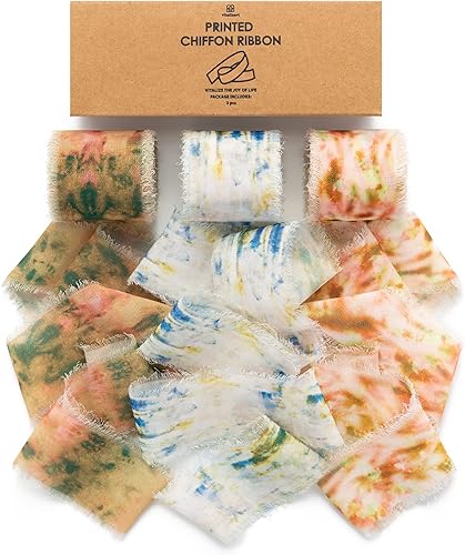 Vitalizart Cinta de gasa naranja de 1 12 pulgadas impresa como cinta deshilachada para envolver regalos, invitaciones de boda, ramos de flores,