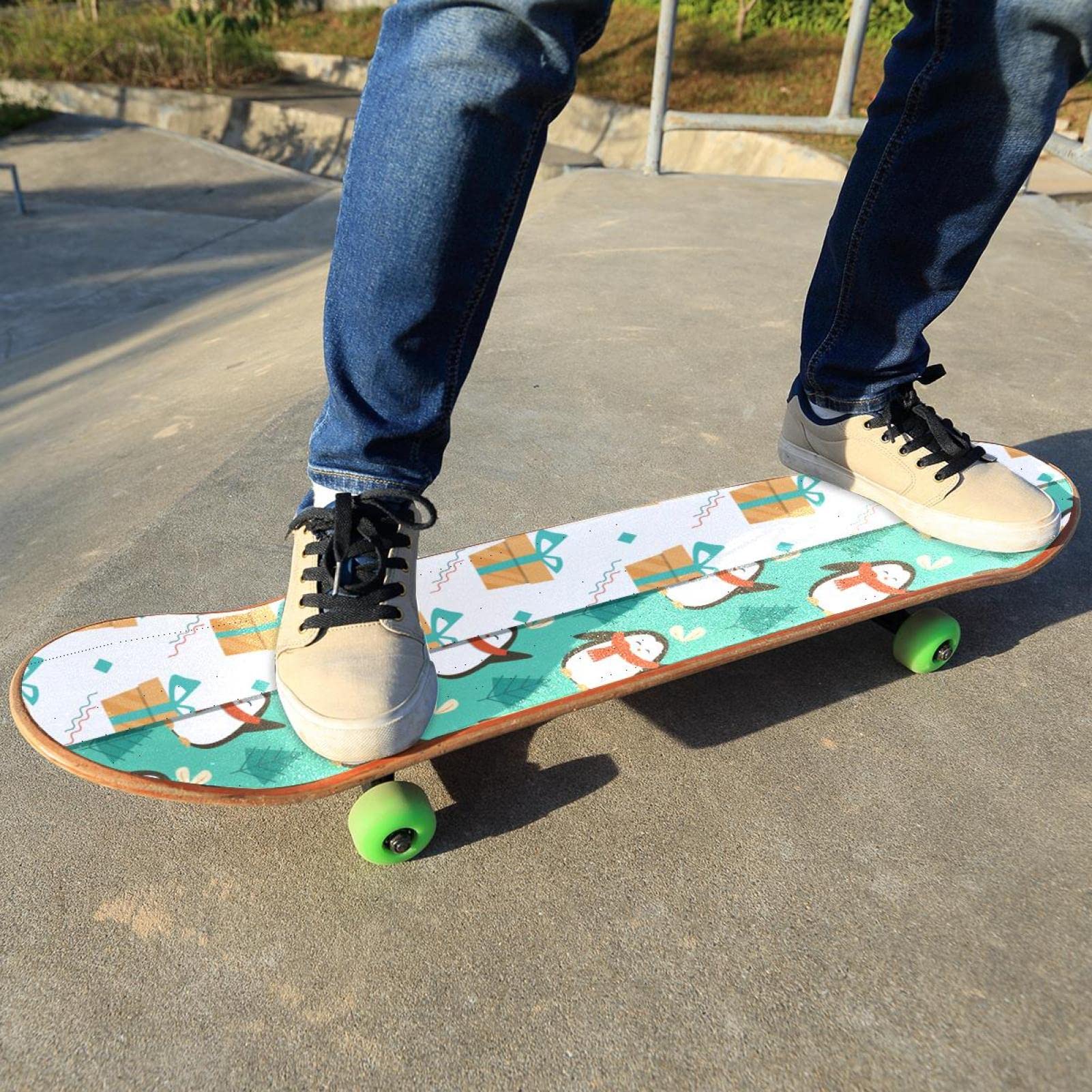 Winter Pattern Collection Lot de 2 feuilles de papier abrasif pour planche de skateboard et longboard