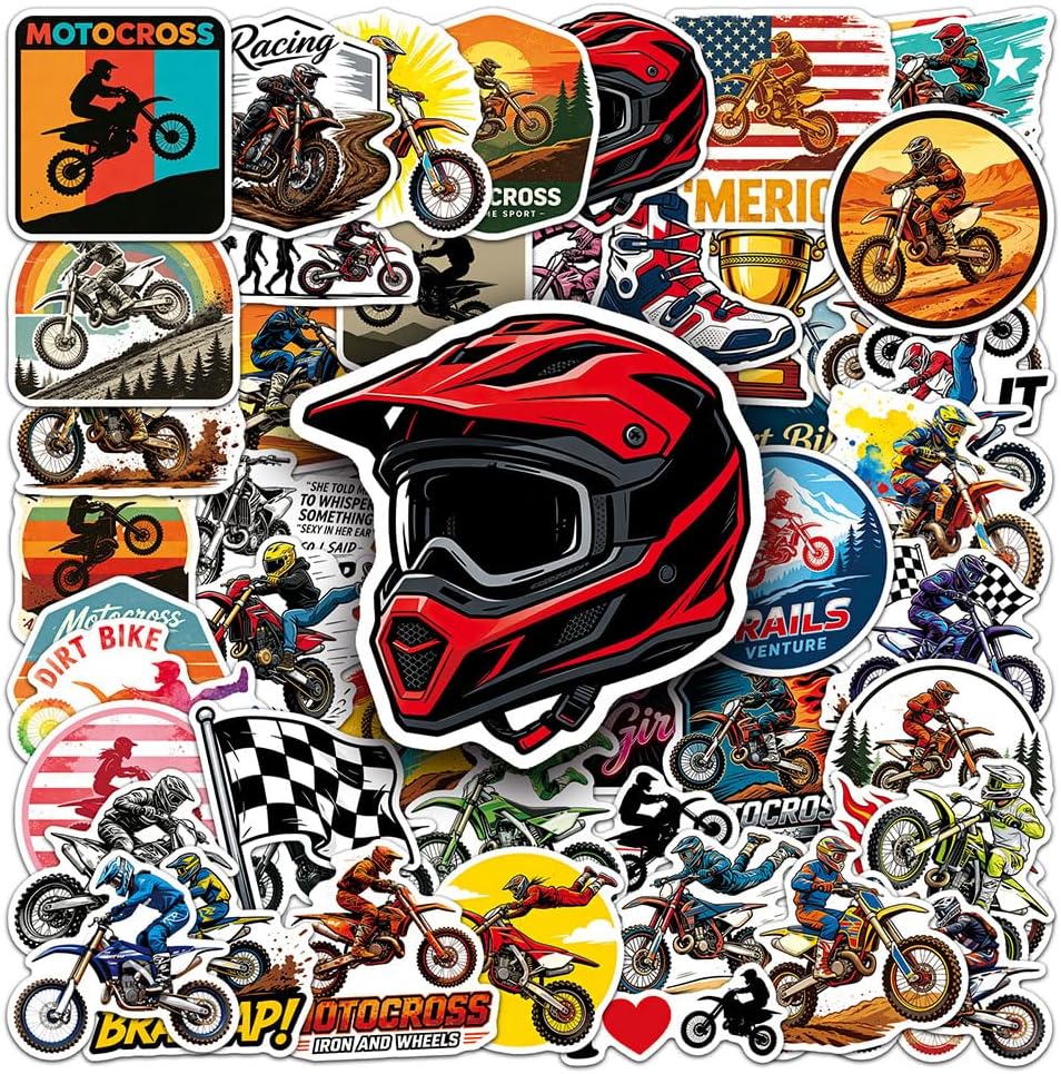 Dirt Bike Stickers |54Pcs Cross Country Motorcycle Waterproof Vinyl Decals