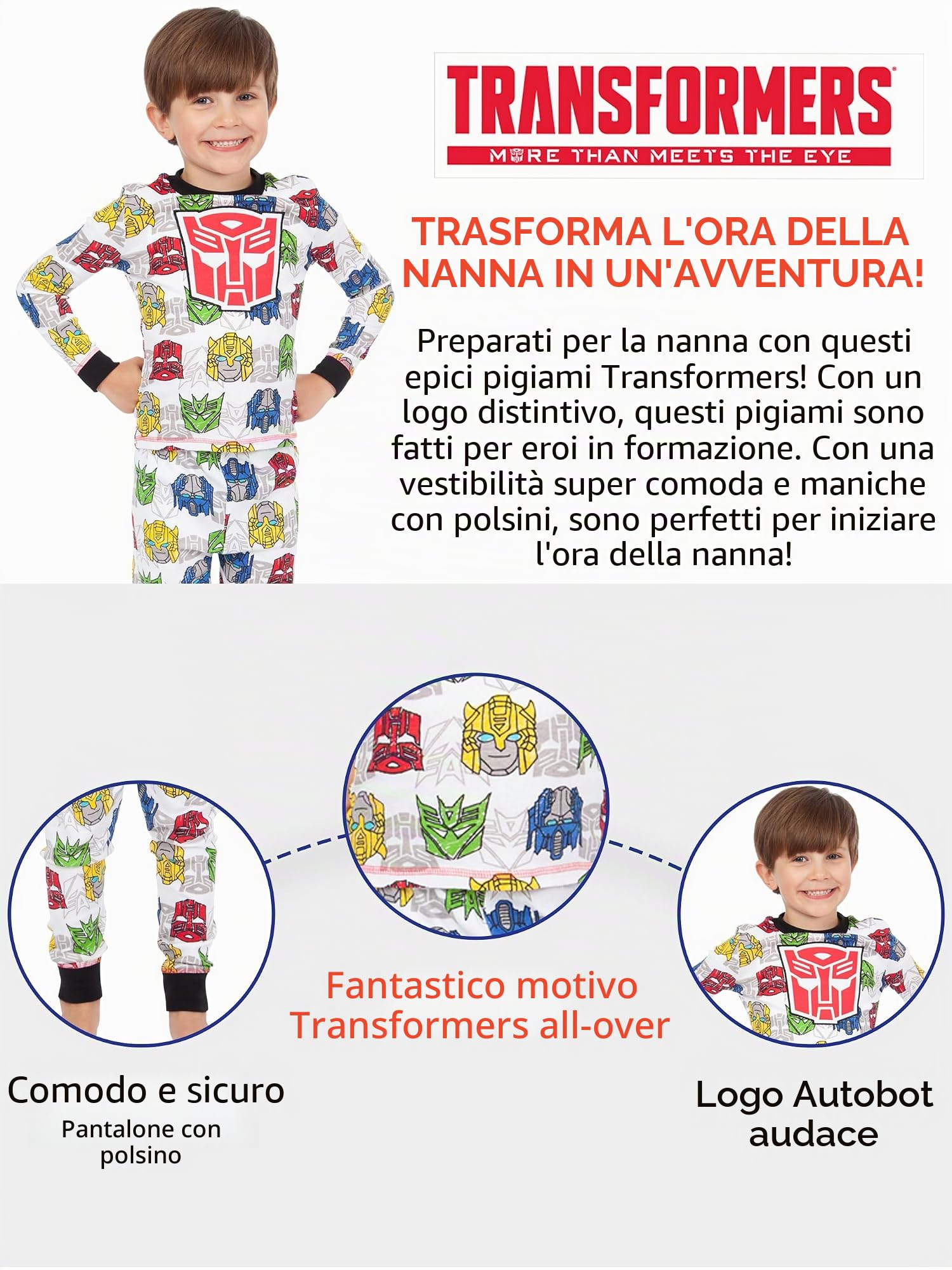 Transformers Pigiama a Maniche Lunga per Ragazzi vestibilità Stretta