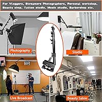 Vista 6 de Wall Mounting Triangle Boom Arm for Ring Light, Support 180° Flexible Rotation, 21.7-45.6in Adjustable Length, Save Space, for Monolight, Softbox
