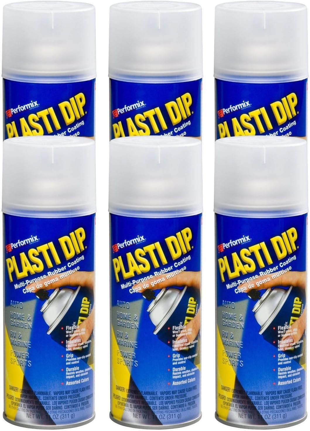 Performix 11209-6PK Plasti Dip Clear Multi-Purpose Rubber Coating Aerosol - 11 oz., (Pack of 6)