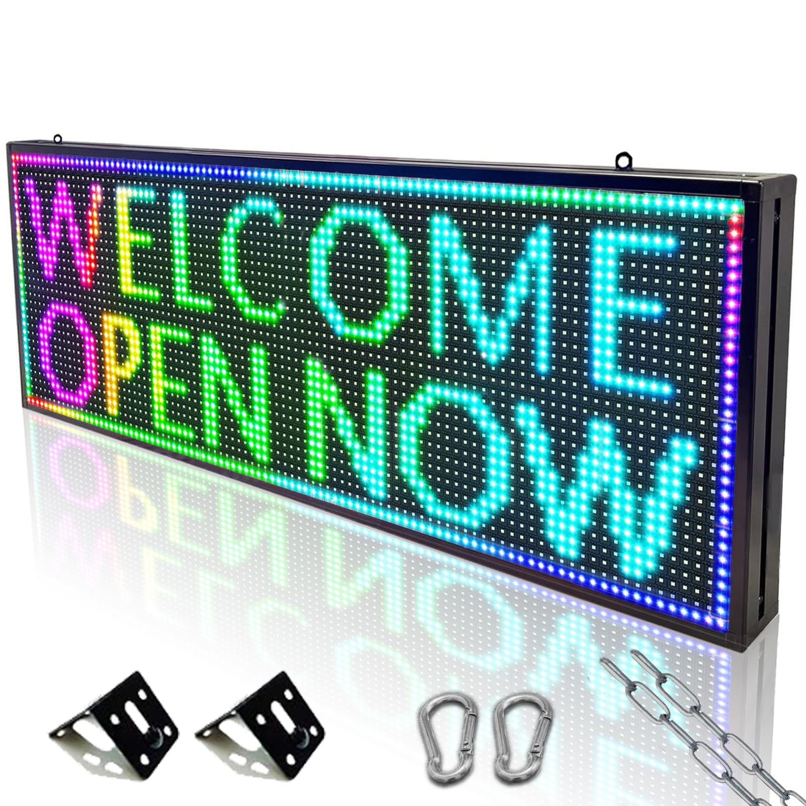 Photo 1 of P10 Programmable Outdoor LED Sign, 39x14 Inch WiFi Controlled Full Color Digital Display Board, High Brightness Waterproof Scrolling Message Electronic Display for Commercial Business Advertising