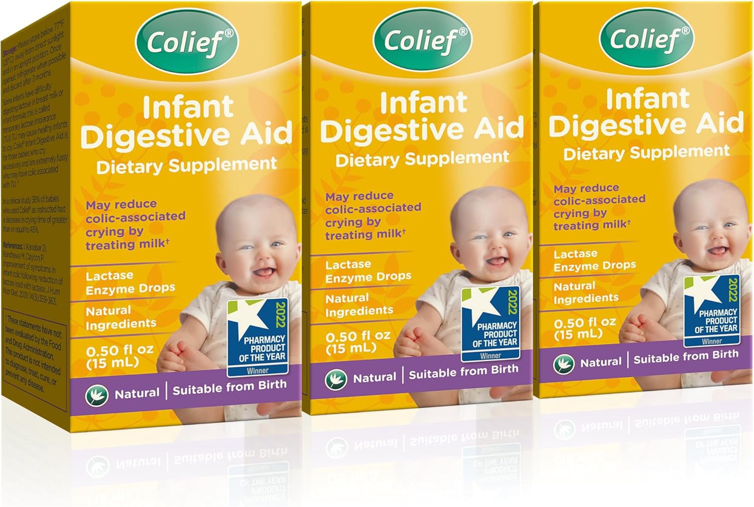 Colief Infant Digestive Aid | Gas Drops for Babies | Lactase Enzyme Drops for Infants | 1.50 Fl Oz (Pack of 3)