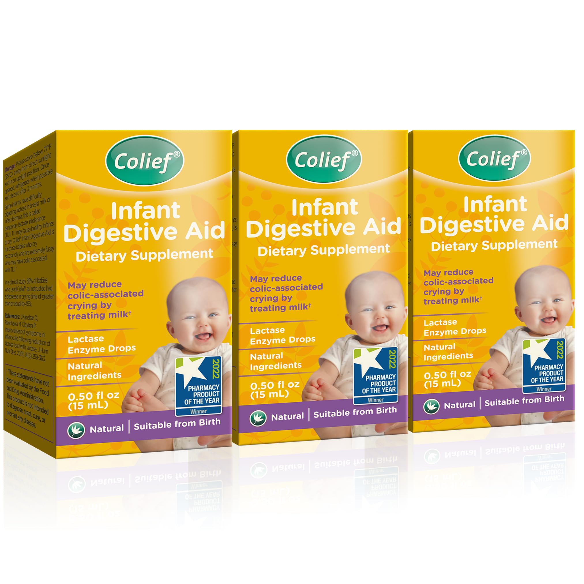 Colief Infant Digestive Aid | Gas Drops for Babies | Lactase Enzyme Drops for Infants | 1.50 Fl Oz (Pack of 3)