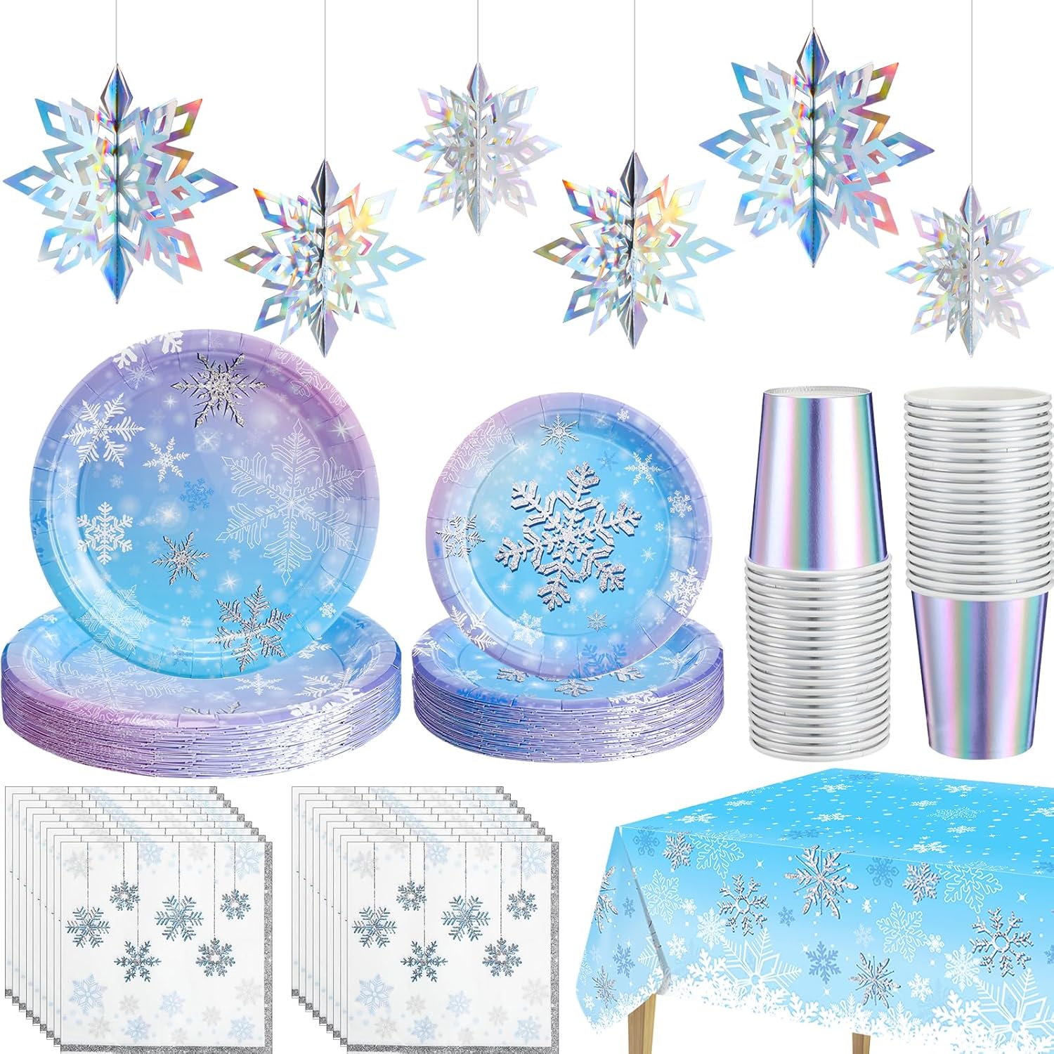 Uiifan 87 Pcs Snowflake Party Supplies 20 Set Christmas