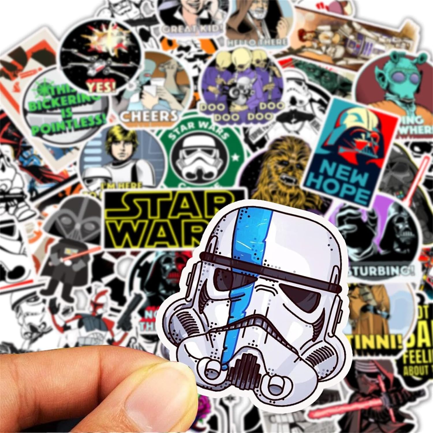 Cartoon Star War Stickers for Kids, 50pcs Vinyl Waterproof Cool Movie Decal for Water Bottle Laptop Toy Sticker for DIY Decorate Bumper Phone Hard Hat Kids Teens Gifts - Image 2