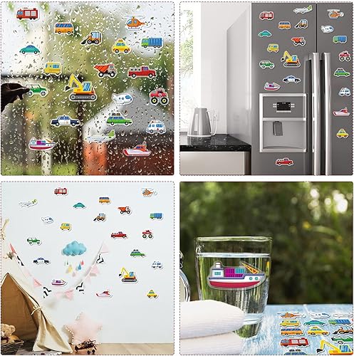 Miniatura 4 de 20 PCS Transportion Thick Gel Clings Vehicle Window Gel Clings Decals Stickers for Kids Toddlers and Adults Home Airplane Classroom Nursery Winter