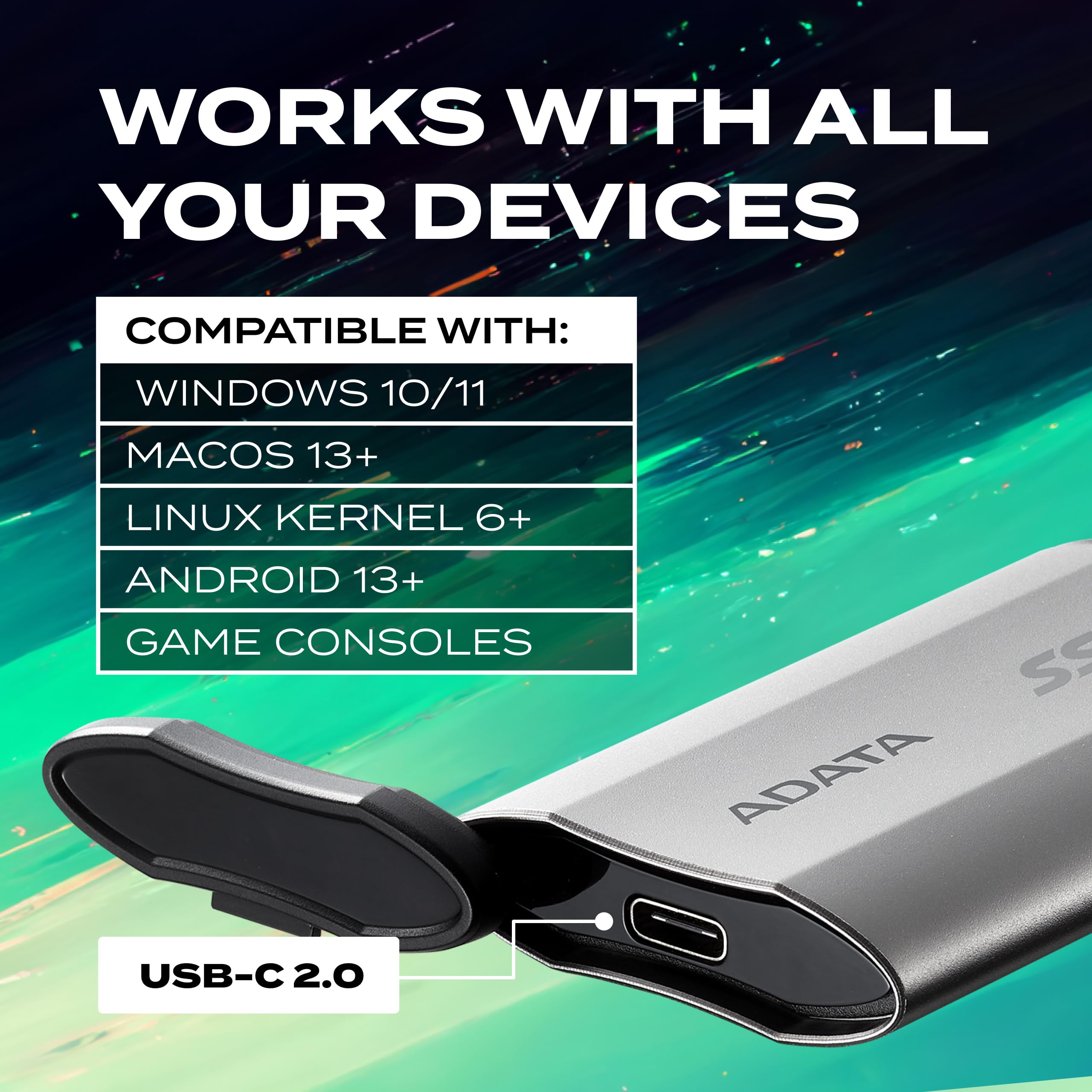 SSD4枚セット合計918GB（Crucial/サムスン/ADATA） ADATA SD810-1000GB USB-C Portable External Solid State Drive (SSD