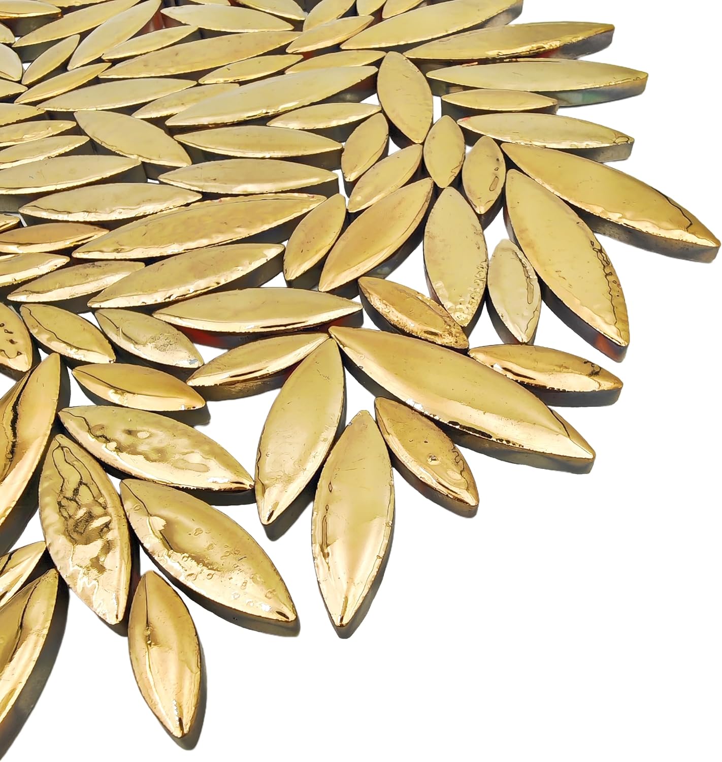 500g/1.1lb Willow Leaf Petal Shape Ceramic Mosaic,Irregular Mosaic Pieces for Home Decoration or DIY Crafts,Mosaic Making Supplies. (Gold)