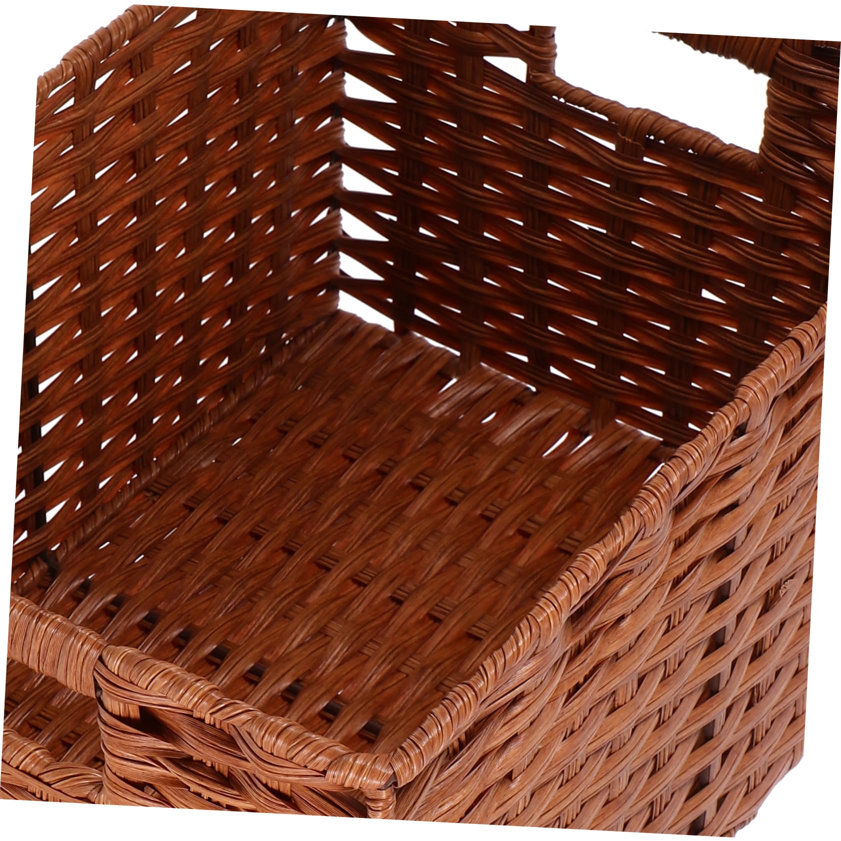 IMIKEYA Cesto Portaoggetti da Tavolo Intrecciato Effetto Rattan Grande Capacità in Ferro e Pp, Design Retrò per Scuole e Case, Soluzione Pratica di Stoccaggio