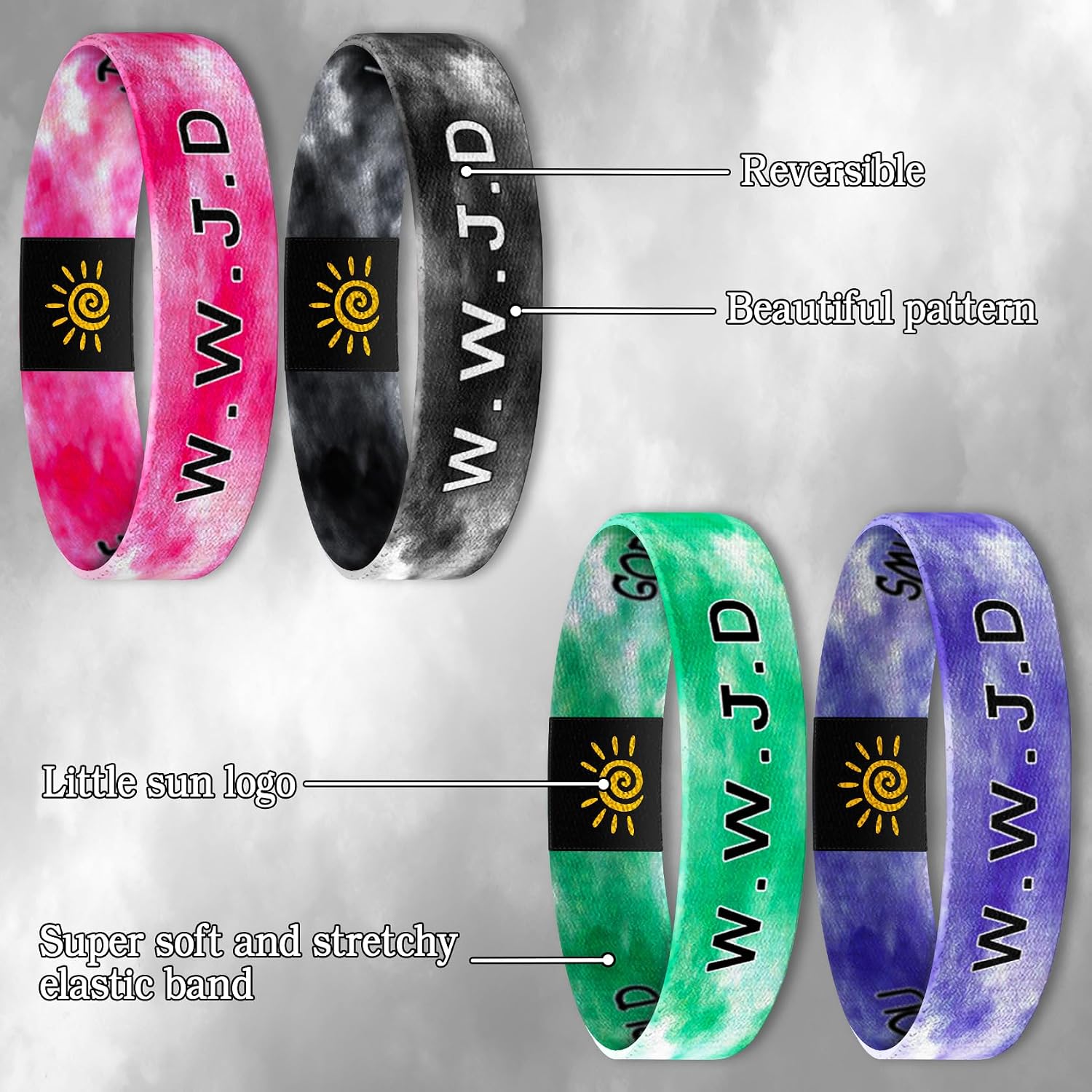 4 Pcs Surfer Beach Bracelets for Men Women Inspirational Elastic Comfy Summer Reversible Wristband Gifts Friendship Bracelets image 2