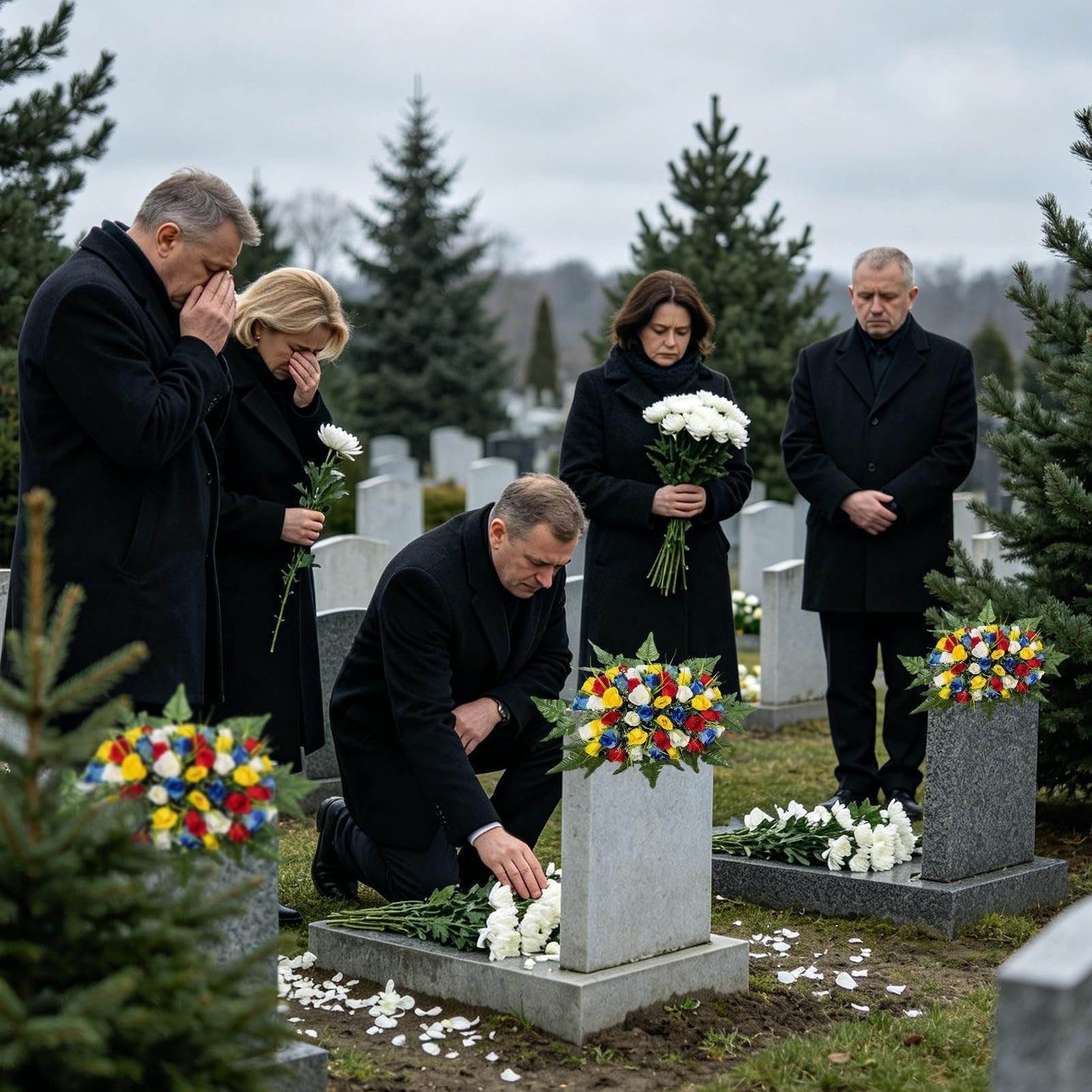 Selle De Fleurs Artificielles Pour Cimetière Imperméable et Réaliste
