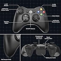 Vista 3 de ASTARRY Controlador inalámbrico compatible con Xbox 360 control de juego de 24 GHZ joystick compatible con Xbox y Slim 360 PC Windows 7 8 10 negro