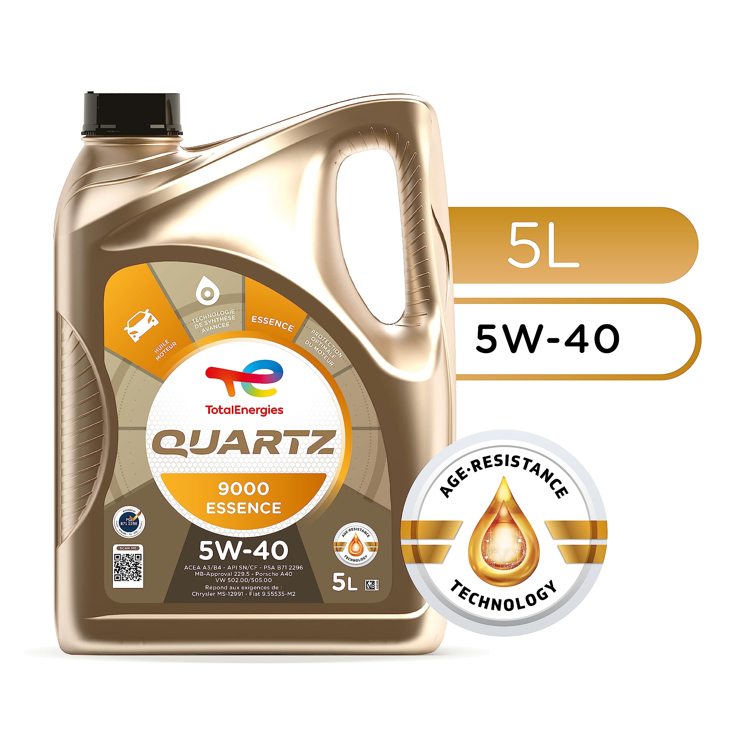 Aceite de Motor para Coche Total Quartz 9000 5 L 5W40