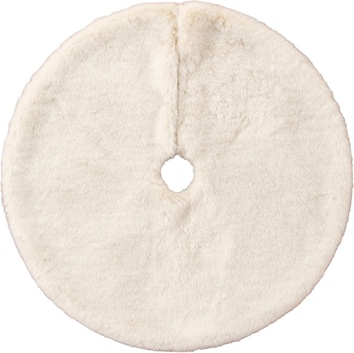 Balsam Hill Lodge Faux Fur Christmas Tree Skirt - Premium Rustic and Luxurious Fur Accents in Brown and Ivory for Tree Decor, Ivory, 72"
