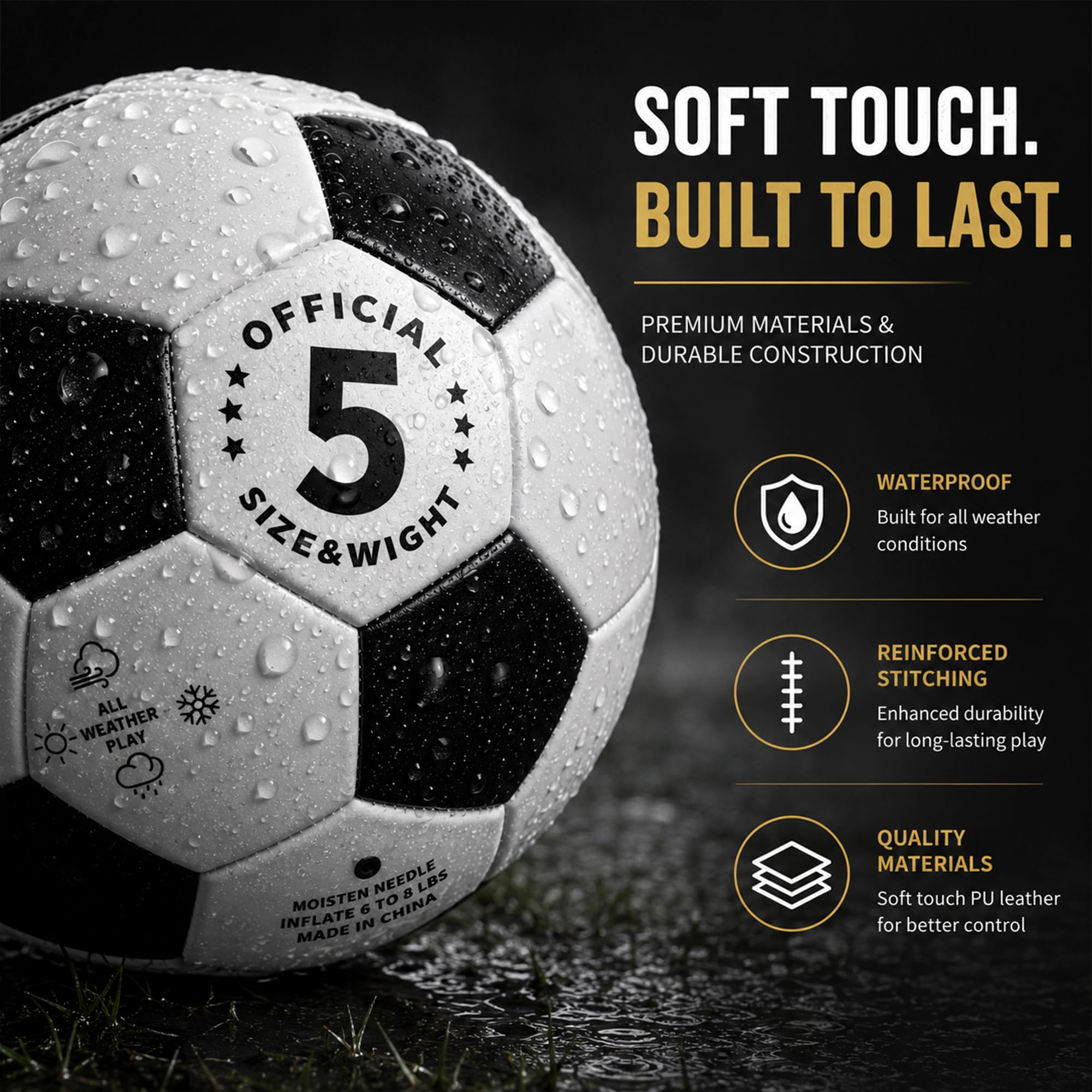 Fußball Größe 5–2 Stück, Schwarz und Weiß, klassische Fußballbälle mit 2 Netztaschen und Pumpe, offizielle Größe 5, Fußball-Set für Jugendliche und Erwachsene, strapazierfähiger PVC-Trainingsball für