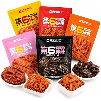 Latiao 5 Pack Gift Set - Chinese Spicy Stripes Mixed Classic Snacks Sweet-Spicy Spicy Silk-Sweet and Spicy