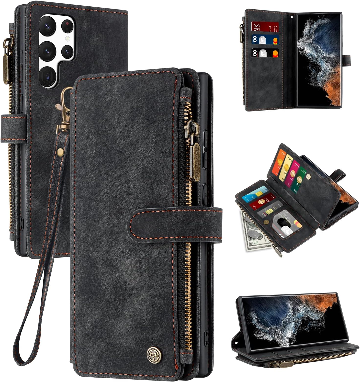 Vofolen for Samsung S22 Ultra Case Leather Wallet Case with Card Holder