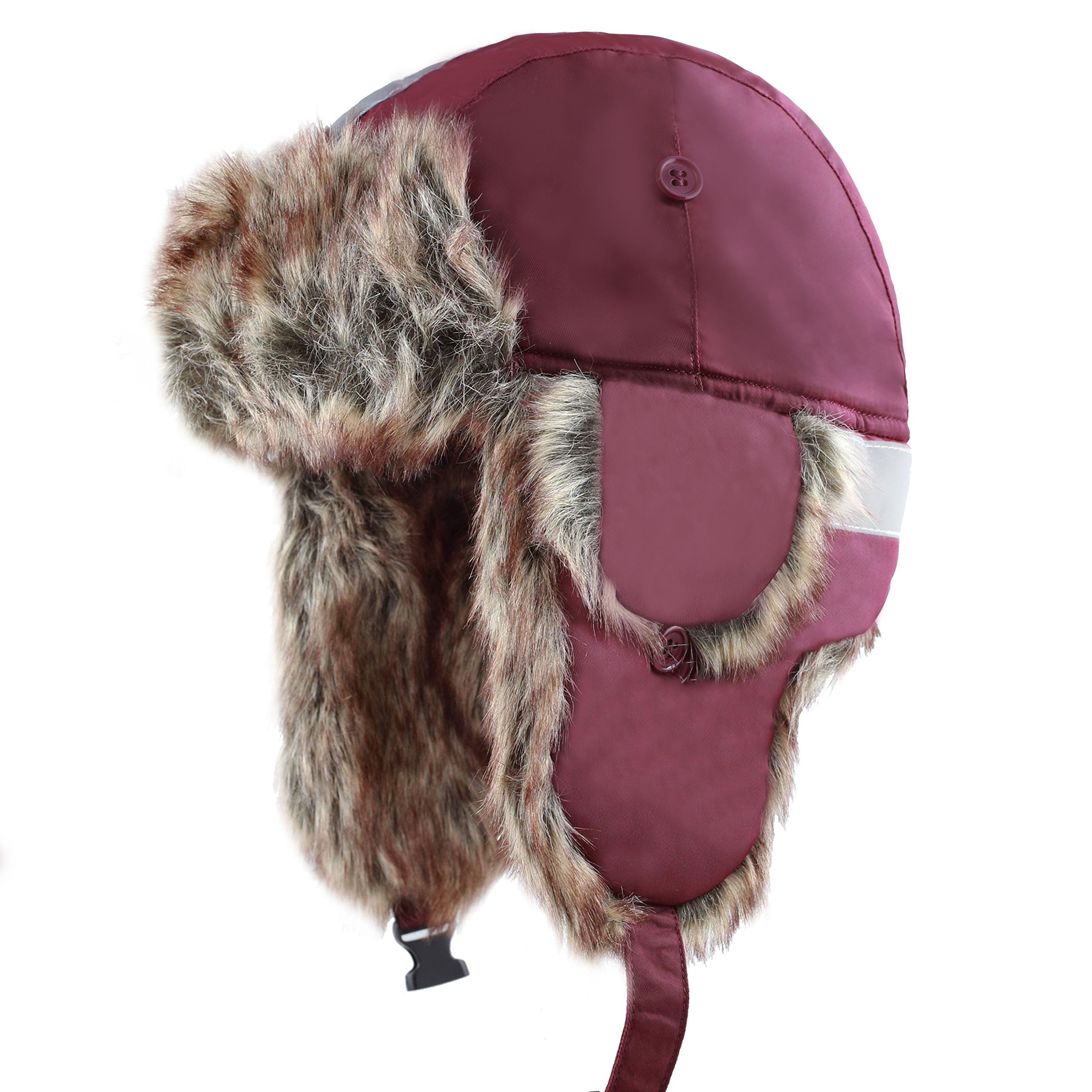 The Hat Depot Trapper Hat for Men and Women, Winter Faux Fur Hat with Ear Flaps, Windproof Warm Snow Cap