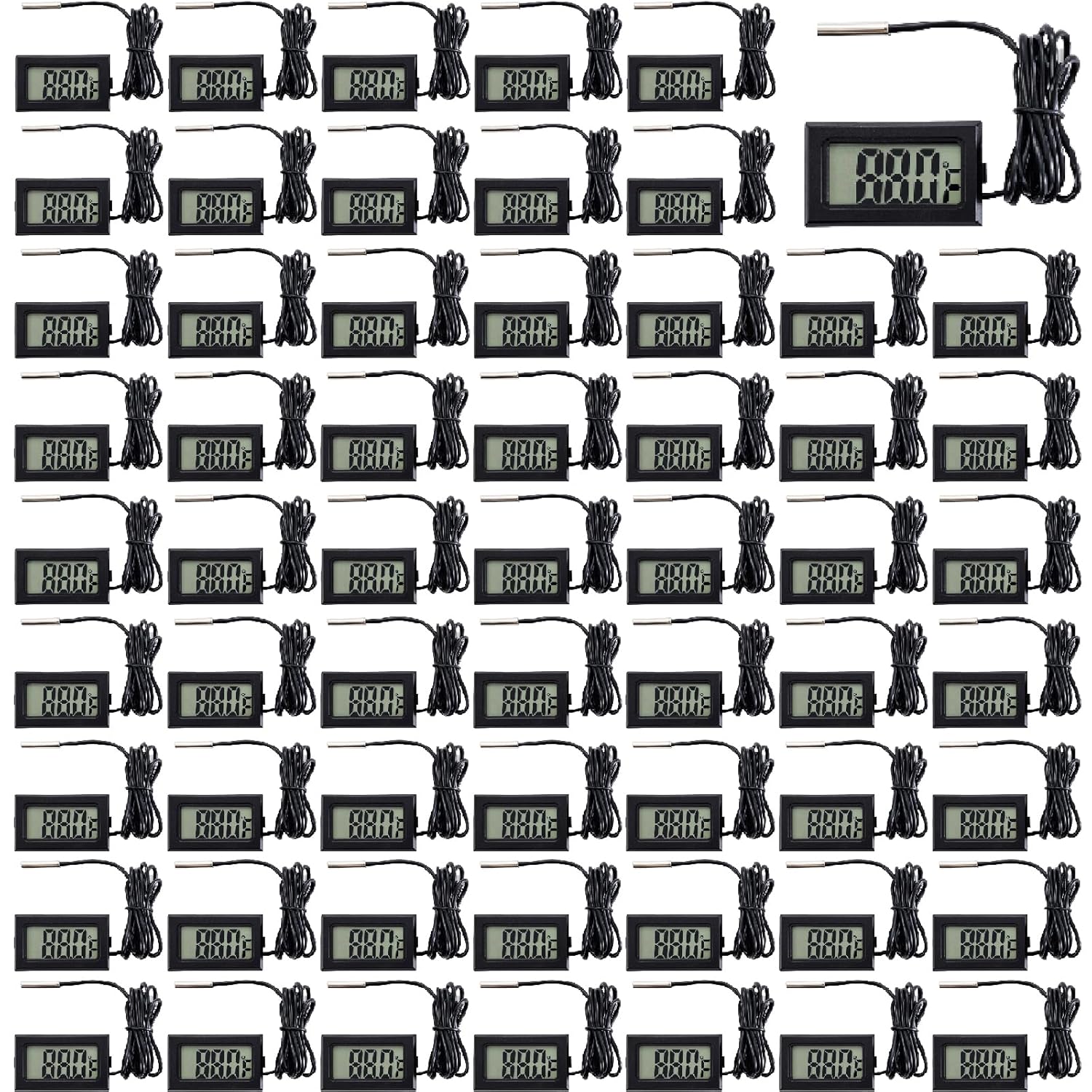 60 Pieces of Digital LCD Thermometers, Temperature Digital LCD Refrigerator Thermometers, Water Temperature, with Probes, in Fahrenheit.
