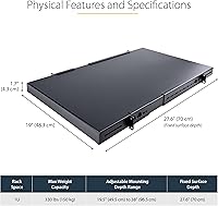 Vista 3 de StarTech. com 1U Estante de montaje ajustable para servidor de 4 postes - 330 libras (330.7lbs) - 19.5 a 38 pulgadas de profundidad de montaje