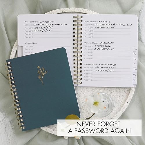 Miniatura 2 de Libro de contraseñas simplificado con pestañas alfabéticas - Guardián de contraseñas de bolsillo perfecto para personas mayores