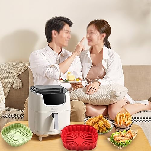 Miniatura 8 de Forros de silicona para freidora de aire de 8 pulgadas, cesta reutilizable para freidora de aire para horno, insertos para freidora de aire para