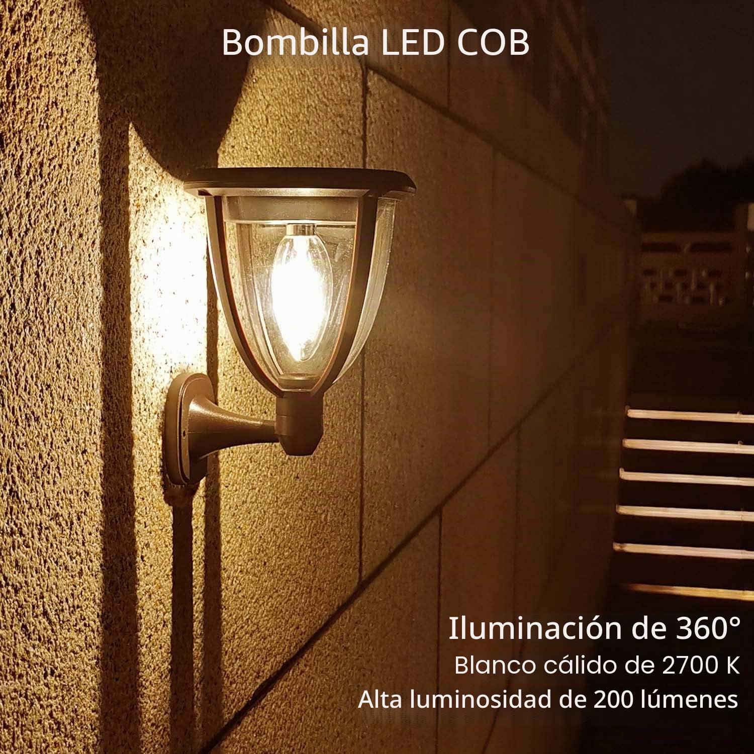 Juego de 2 Luz Solar Exterior Jardin, Luces Led Solares IP65 Impermeables | Alinana Aplique Solar Exterio con dos Modos de Brillo rcon Iluminación de 360° para Patio y Garaje (Blanco Cálido 2700K)