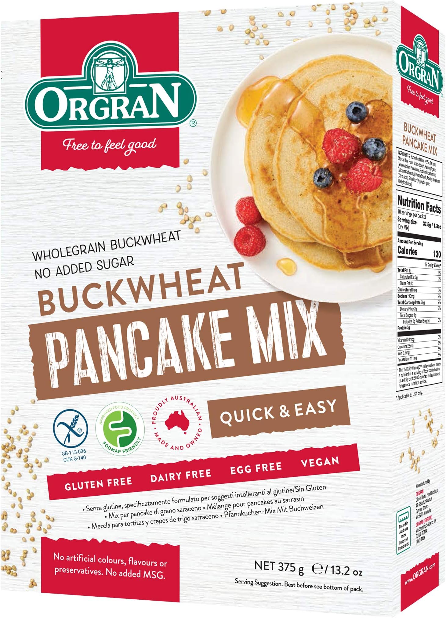 Orgran Buckwheat Pancake Mix - 375 gm