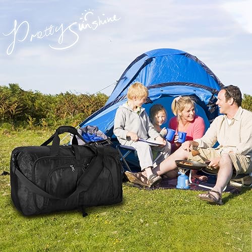 Miniatura 7 de Bolsas de lona para viajar, bolso plegable de fin de semana para la noche bolsa impermeable de viaje bolso de fin de semana, Negro), NH5520