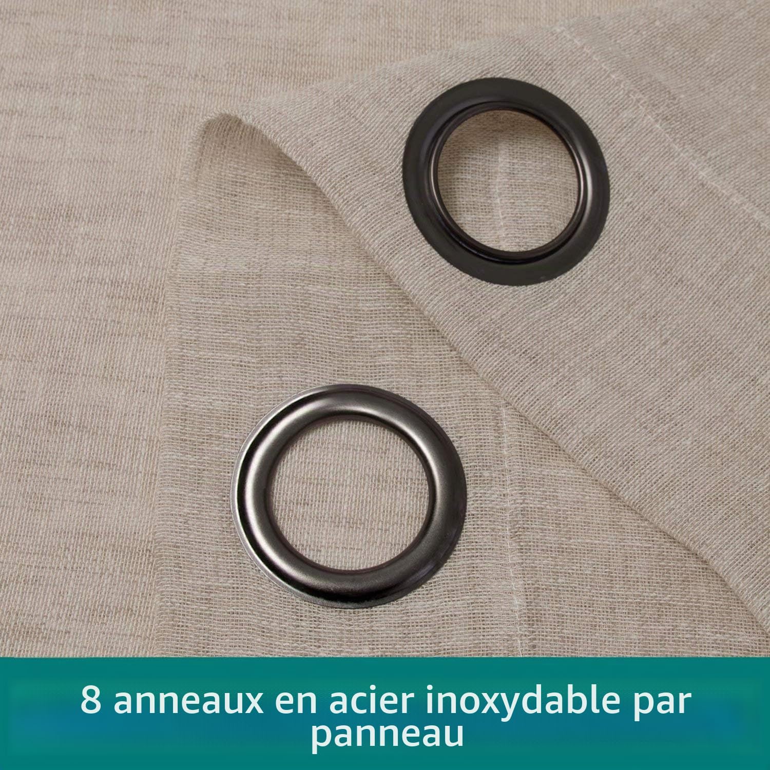 LORDTEX Lot de 2 Rideaux Transparents imperméables en Toile de Jute Aspect Lin pour terrasse, Porche, cabane, pergola et tonnelle – Voilages d'intérieur/extérieur à œillets, 132 x 241 cm, Lin