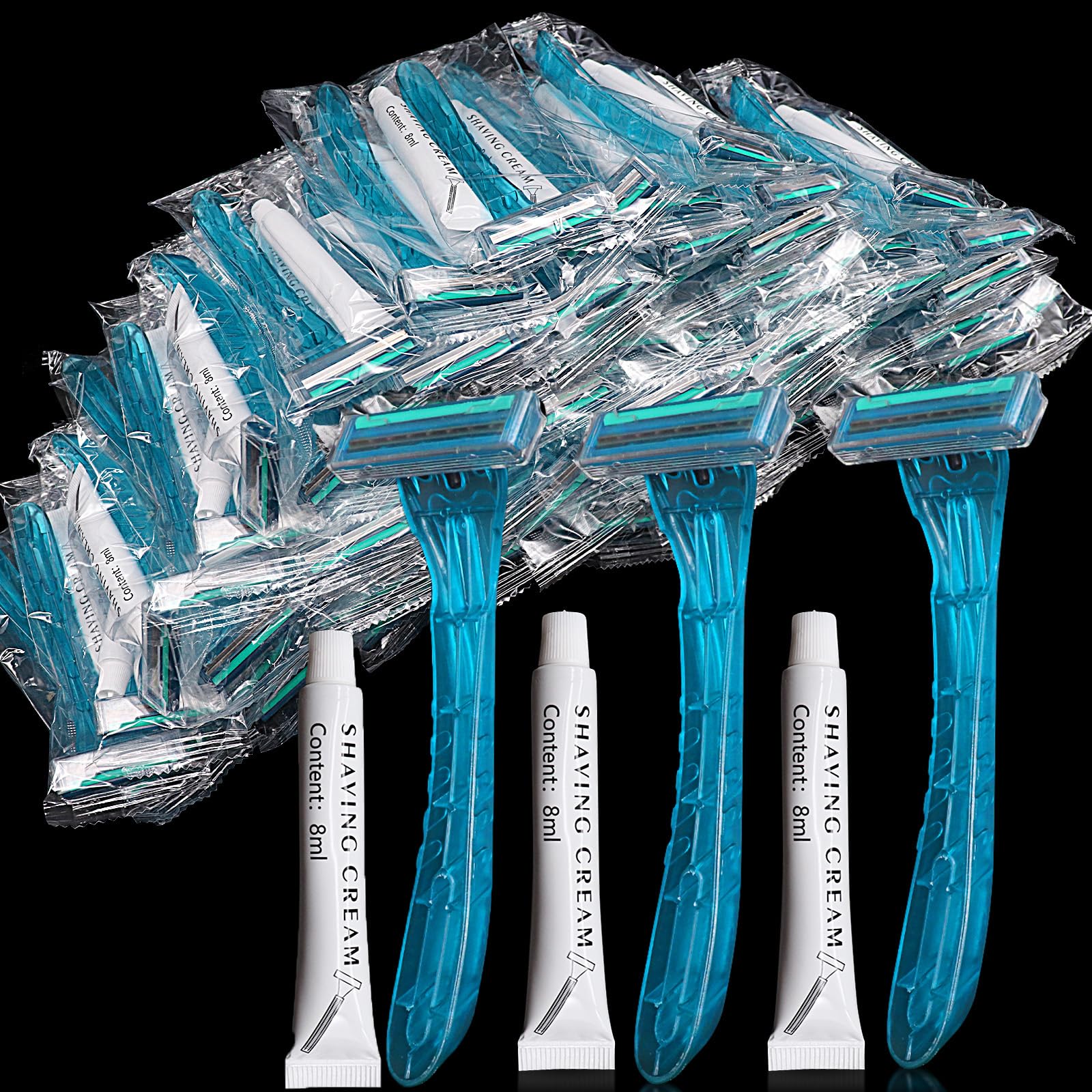 (300 Pack) Kheoxusa Twin Blade Disposable Razors,2 Blade Disposable Razors,Two Blade Disposable Razors,Double Blade Disposable Razors Individually Wrapped for Men,Women,Airbnb,Tattoo,Travel-Big Green