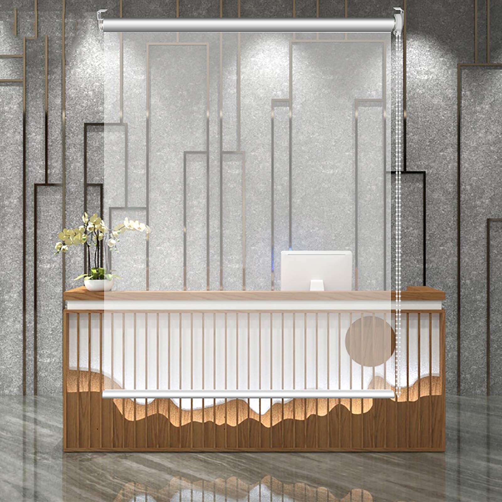 Rolety 70 cm/90 cm/110 cm/130 cm szerokości wewnętrzne przezroczyste rolety, przezroczysta plastikowa zasłona działowa na spotkanie biurowe (rozmiar: 90 cm x 220 cm)