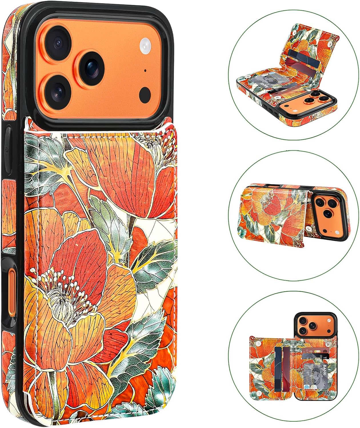 Bizzib for iPhone 17 Pro Max Wallt Case with Card Holder,Premium PU Leather Kickstand Card Slots Drop Protective Shockproof Rugged Cover Flip Case for Apple iPhone 17 Pro Max 6.9 inch 2025, Orange - Image 6