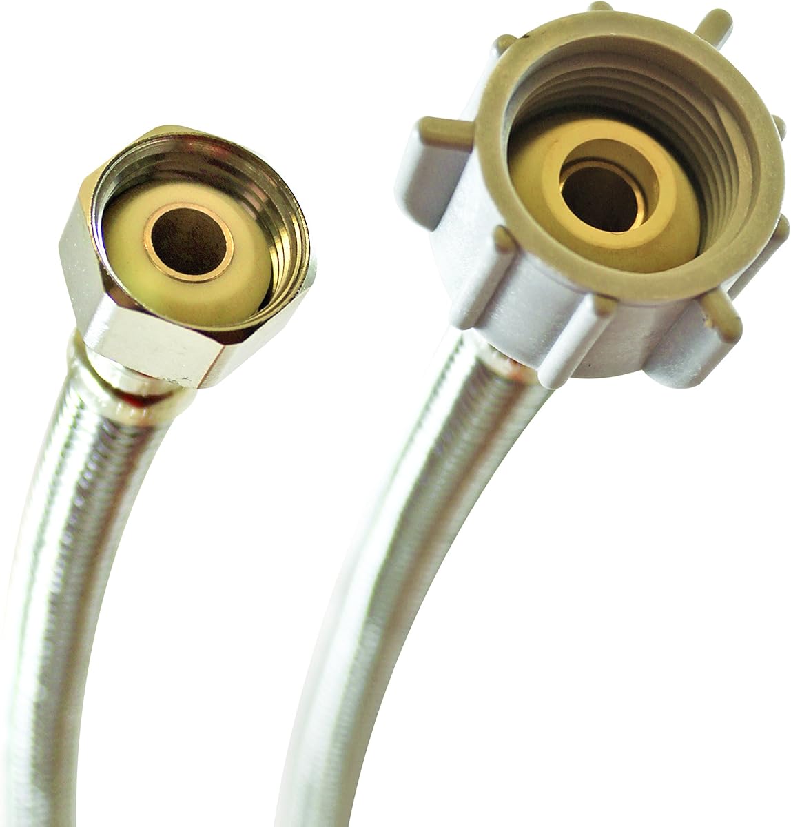 Conector para inodoro B4T12, acero inoxidable trenzado - 1/2 F.I.P. Rosca x rosca hembra de 7/8, longitud de 12 pulgadas