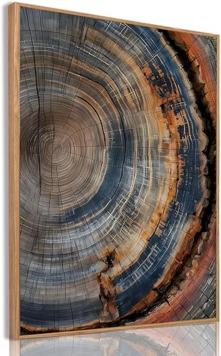 IBHJSART Anillo de árbol enmarcado en lienzo para pared, diseño vintage colorido de tocón de madera, impresiones modernas y minimalistas, naturaleza
