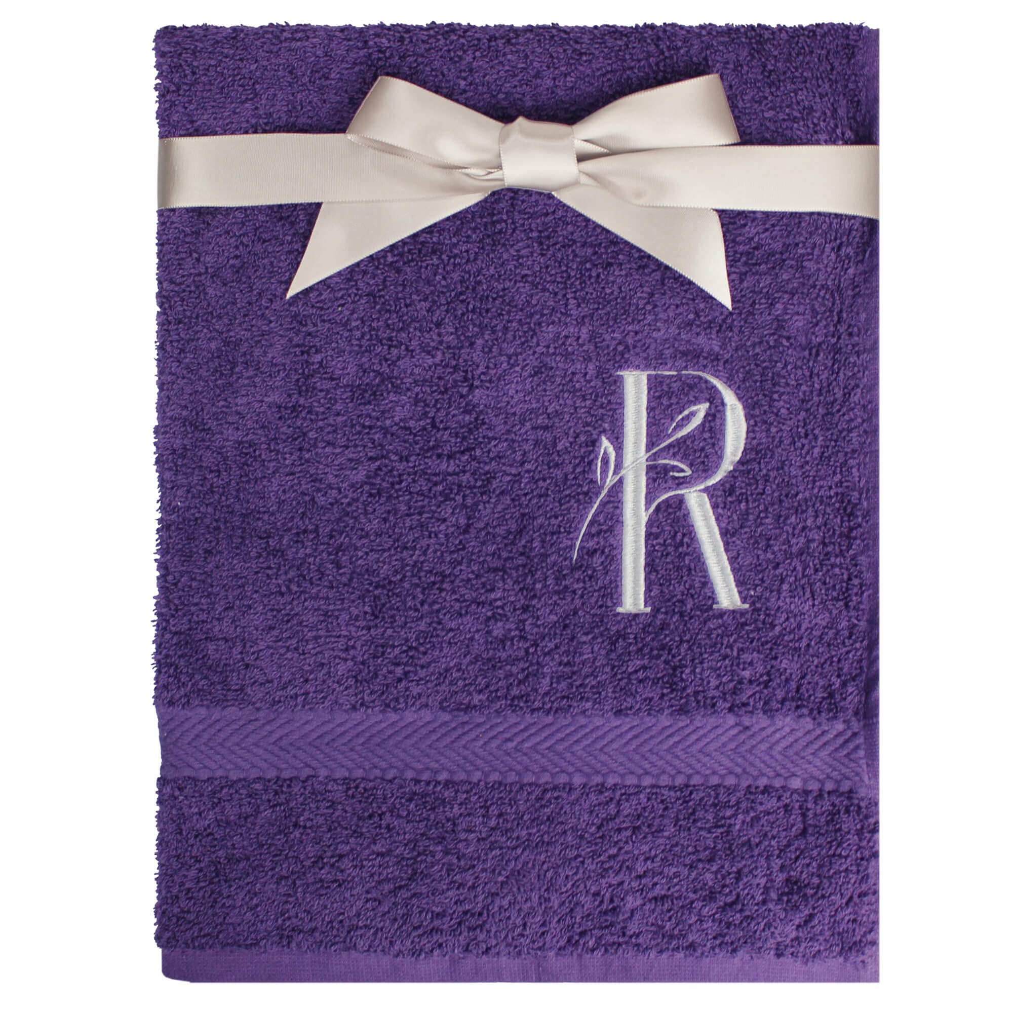 TeddyT's Personalised Silver Leaf Embroidered Initial Hand Towel