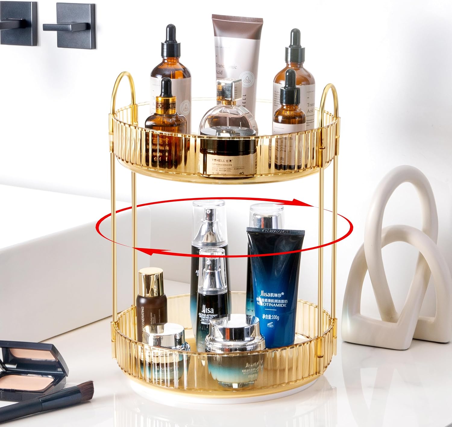 CISIREE 360 Rotating Makeup Organizer,Large Capacity Makeup